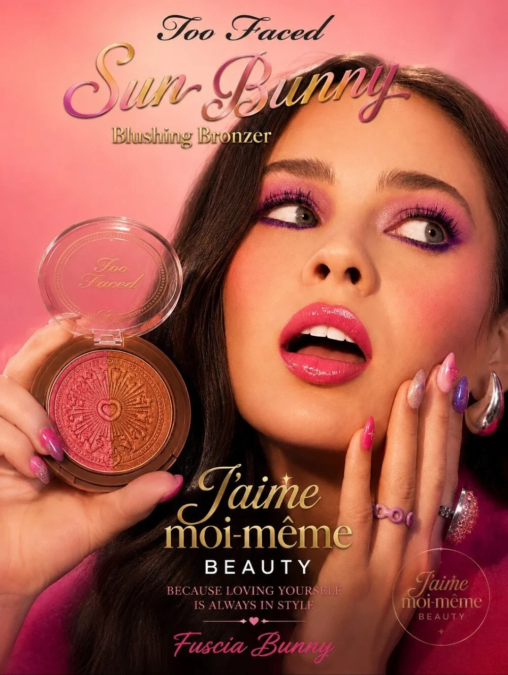Too Faced Fuscia Bunny Blushing Bronzer— Deep Fuscia Pink & Bronze